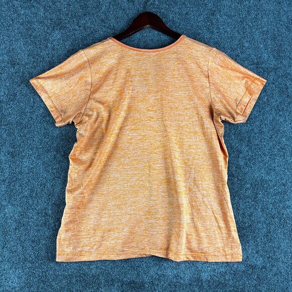 Real Essentials Top Women XL Orange Stretch V Neck Short Sleeve Tee Pullover - Picture 6 of 7